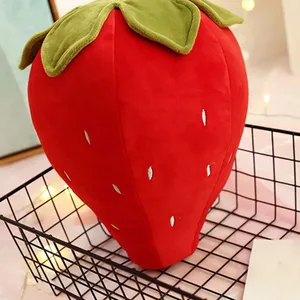 Creative Strawberry Cushion Soft ผลไม้รูปร่างหมอนตกแต่งห้องนอนน่ารักนุ่มสบายโยนหมอนตกแต่งสตรอเบอร์รี่