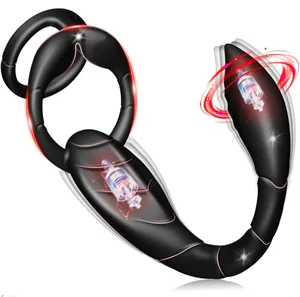 Anell de polla vibrador Massatge de perineu de pròstata masculí Vibrador Estimulador de contaminació Anal Butt Plug Joguines sexuals per a homes Anell de penis