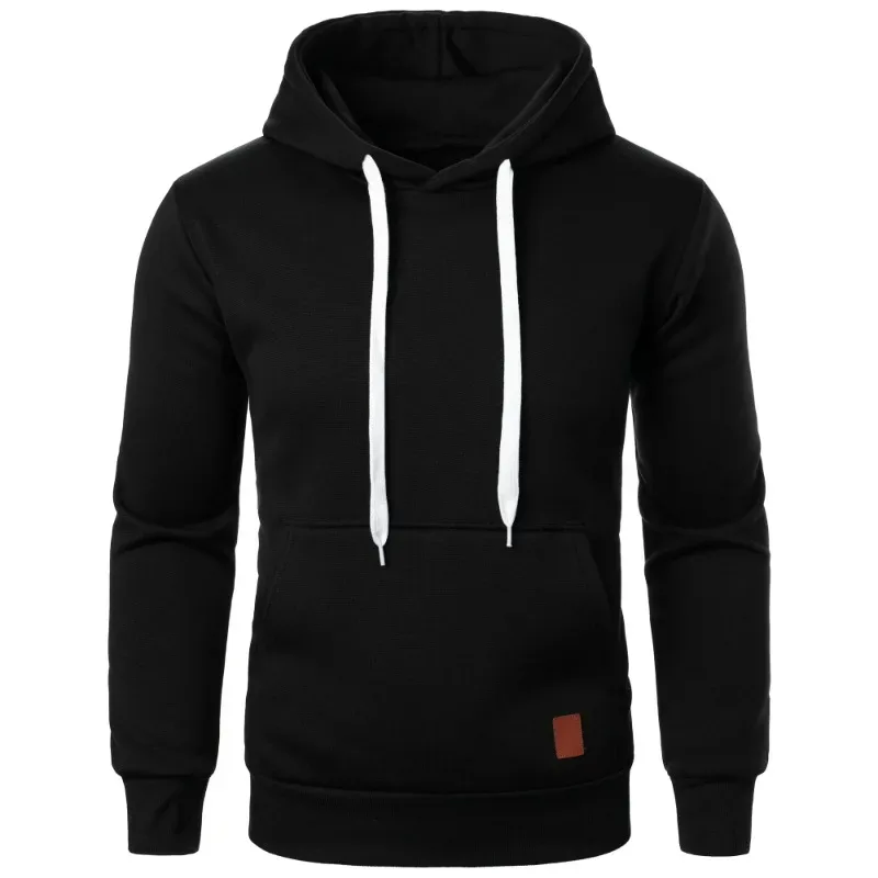 Sweat à capuche décontracté pour hommes, col à capuche, cordon de serrage, chemises à manches longues, streetwear d'extérieur, couleur unie, pull léger