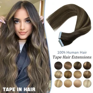 Extensiones de cabello humano con cinta recta Remy, 20 piezas, cinta rubia Omber en extensiones, trama de piel, cabello Natural Invisible de 14-24 pulgadas