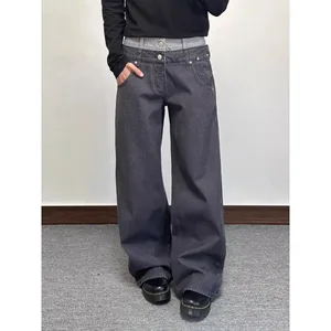 男款牛仔褲男褲寬鬆黑色寬褲高街牛仔寬鬆直筒休閒春季休閒長褲