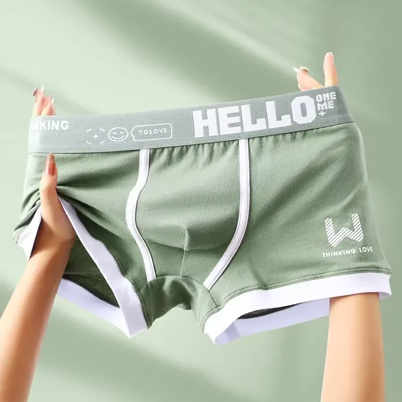 1 PCS 2024 Men's Underwear Cotton Underwear Letter Waistband Comfortable Breathable Soft Boxer Fashion Casual Sports Shorts