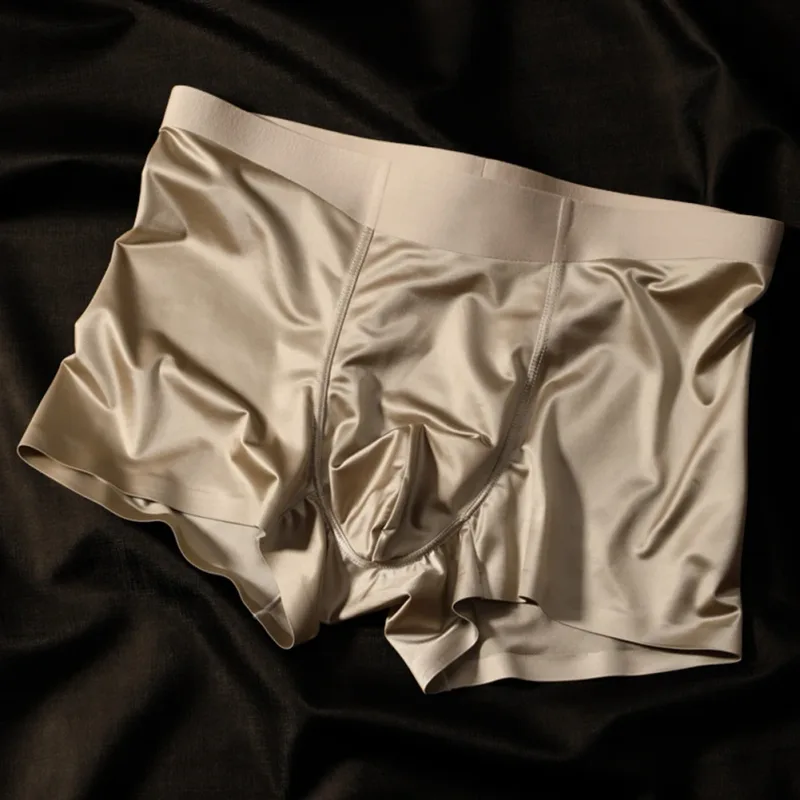 1 قطعة الرجال Boxershorts سلس تنفس المنشعب سراويل الحرير الجليد سراويل بوكسر مريحة الساتان ملابس داخلية للرجال ملخصات