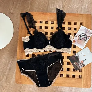 Seksi Anime Minimizer Sutyen Büyük Göğüs Tavşan Kulak Kupası Fransız Dantel Bralette Ultra Ince Retro Wirefree Destek Konfor Seti S-XL Tushy