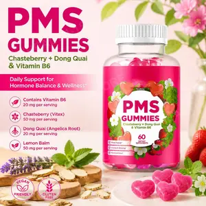PMS Support Gummies dengan Chasteberry Vitex Dong Quai Vitamin B6 & Lemon Balm untuk Kesejahteraan & Mood Bulanan Wanita 60 Gummies