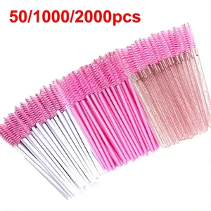 Engros Øjenvippebørste Mascara tryllestave Engros Spoolies Øjenbryn Vipperengøringsbørster Applikator Makeup Værktøj 50/1000/2000 stk.