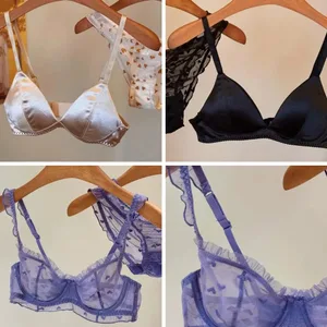 Conjunt de sostenidors sense marques de copa triangular de setí sexy Roba interior còmoda sense fil per a pits grans
