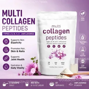 Multi Collagen Peptides Powder Type I II III V พร้อมไบโอตินวิตามินซีและกรดไฮยาลูโรนิกรองรับผิวผมเล็บสำหรับผู้ชายผู้หญิง