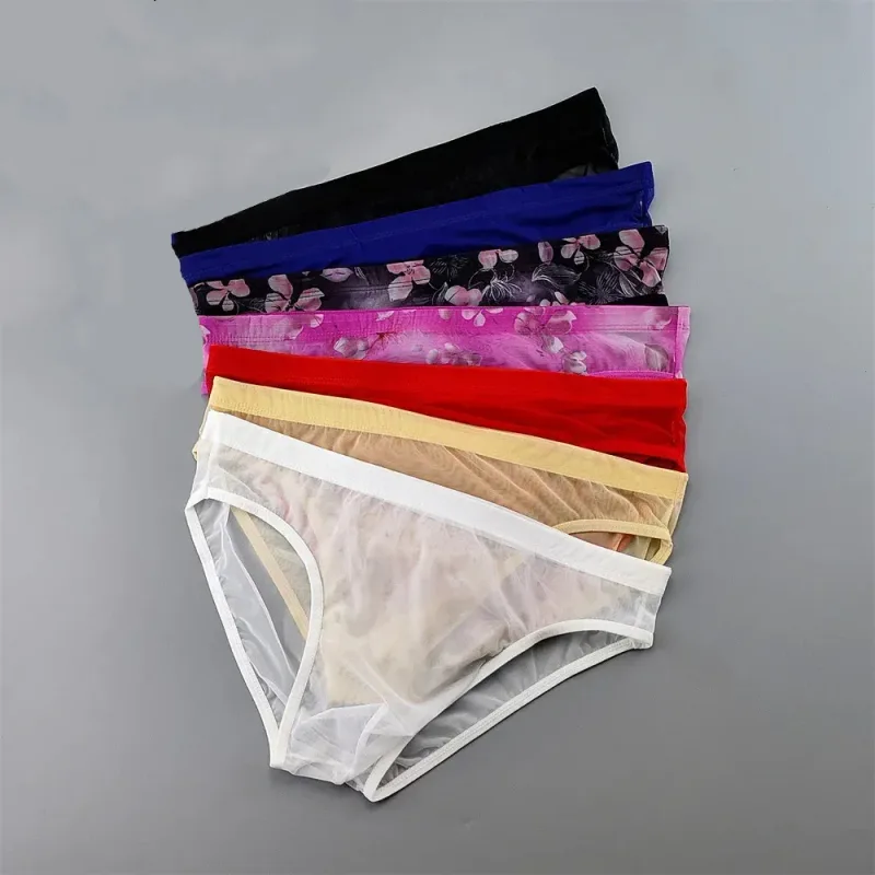 Slip in nylon trasparente da uomo Custodia 3D Intimo bikini maschile leggero Lingerie morbida elastica ad asciugatura rapida XL/XXL/3XL/4XL