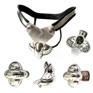 Cinturó de castitat masculí d'acer inoxidable Gàbia de galls EMCC Lock Cinturó de castitat metàl·lic ajustable BDSM Productes per a adults Joguina sexual per a homes