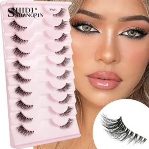 Halve vipper Katteøjevipper 3D Naturlig vingede endeøje Forlængede vipper Ræveøjevipper Faux Mink Lashes Makeup