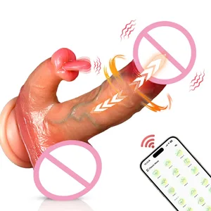 Stoßdildo, realistischer Dildo, Zunge lecken, Klitorisstimulator, Sexspielzeug, Vibrator, Vagina, Anal, G-Punkt-Massagegerät für Frauen, Paare