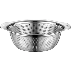 Pensijilan LFGB 304 Besen Saliran Basuh Dapur Keluli Tahan Karat 23sm~31sm Diameter Penapis dengan Lubang Kecil Padat
