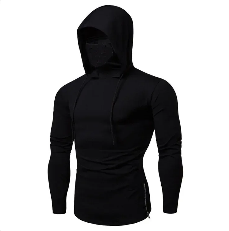 2026 Mænd Ensfarvede Hættetrøjer Efterår Fritid Fitness Sweatshirt Tynd sweater Herre Langærmet Hættetrøje M-5XL