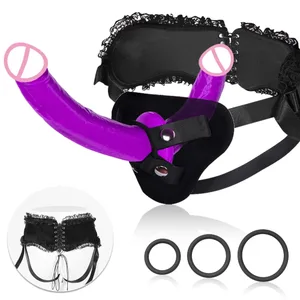 Strap On Dildo Dame Sexlegetøj - Dobbelt Endet Dildo Flesh Silikone Fantasy Dildo Lange Dildoer Strap On Sele Store Anal Dildoer