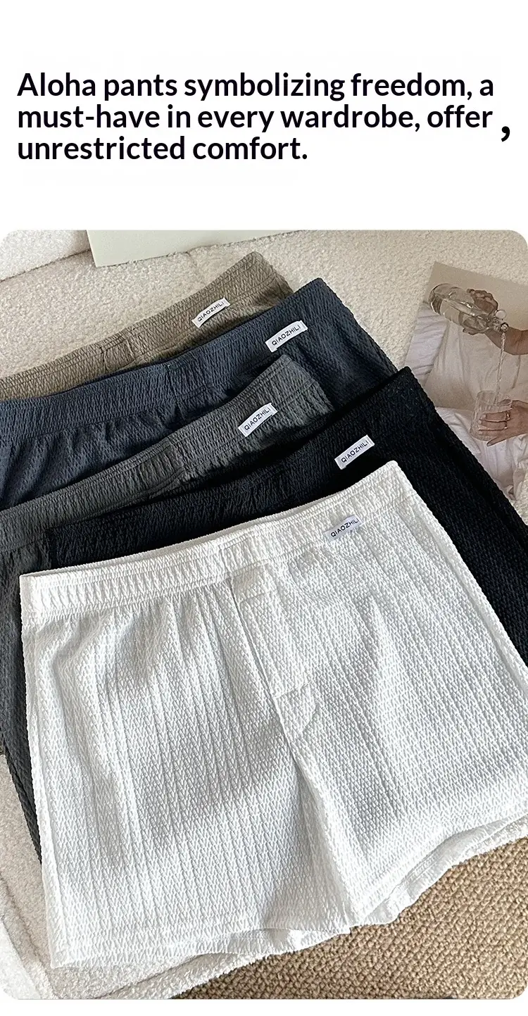 Neue Herren-Boxershorts aus Eisseide-Jacquard, locker und atmungsaktiv, große Größe, quadratischer Schnitt, lässige, einfache Herrenunterwäsche