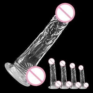 Dildo transparent, moale, jeleu, 4 mărimi, realist, penis fals, ventuză pentru penis, plug anal, jucării sexuale pentru femei, bărbați, vagin, jucării sexuale anale