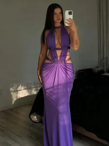 Estranho puss elegante vestido sem costas feminino y2k retalhos brilho bandagem irregular sem mangas sexy praia férias hottie vestidos