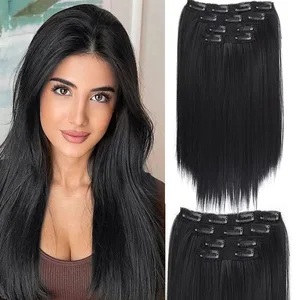 Extensiones de cabello sintético con Clip para mujer, extensiones de cabello liso de 14 pulgadas con Clips BB, postizo Invisible sin costuras, 4 Uds.