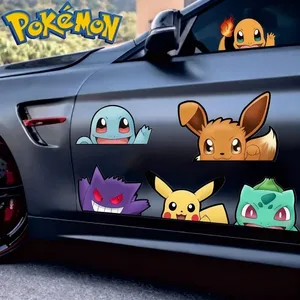 Autocollants de voiture Pokemon, 20 styles, figurine de dessin animé Pikachu Gengar Eevee Charmander, poupée de dessin animé mignonne, autocollant créatif, cadeaux d'anniversaire