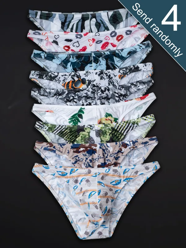[Men's Briefs] 4-Pack of Men's New Style Underwear, Random Selection of Briefs, Breathable and Comfortable, Cool and Soft, Fashionable and Trendy, Close-Fitting and Smooth, Men's Everyday Wear Briefs