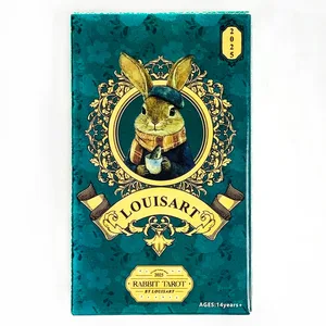 Louisart králičí tarotové karty 78 karet Vintage zelená luxusní balíček tarotů roztomilý antropomorfní králík umění věštecké karty hra