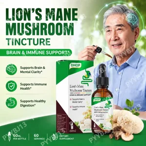 Lion's Mane Mushroom Extract Drops 60ml Hericium Erinaceus understøtter hjernens immunforsvar Vegansk flydende tilskud til voksne