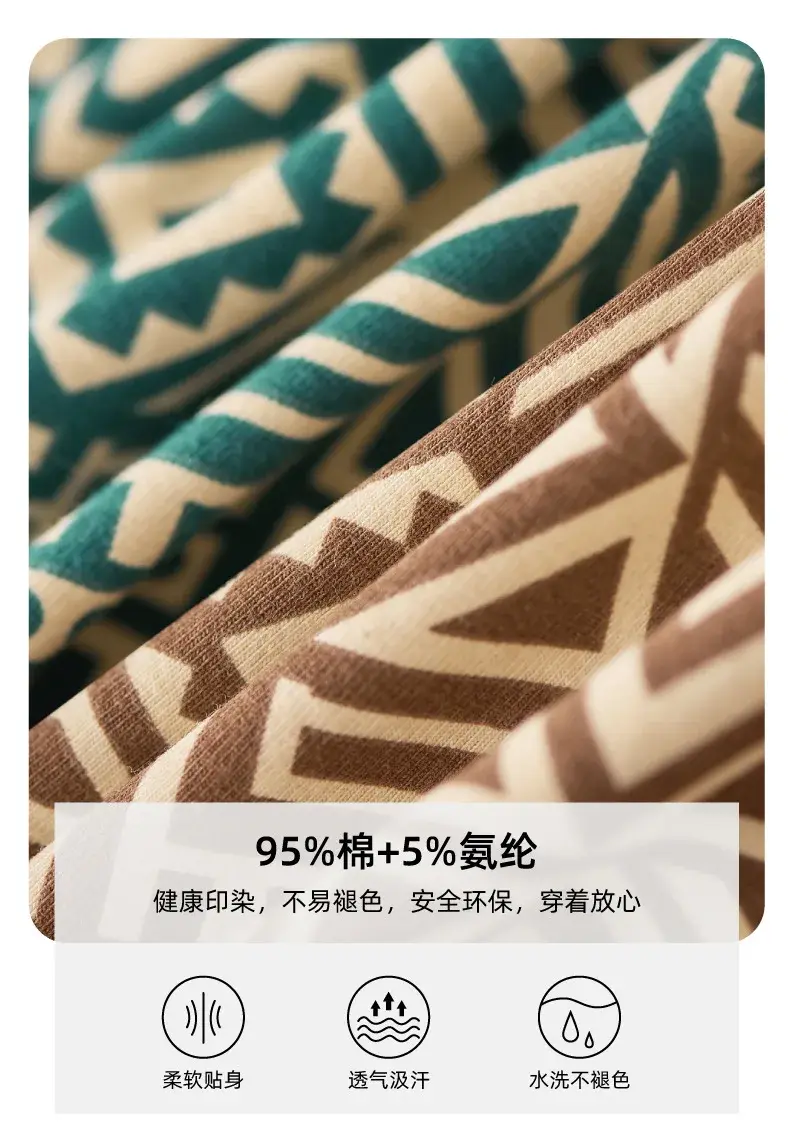1/3 Pcs männer Baumwolle Boxer Shorts Atmungsaktiv Bequeme Unterwäsche Mann Gedruckt Trendy Ethnische Retro Quadrat Unterhose Männliche Höschen