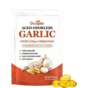 Googeer Càpsules toves d'all sense olor envellides amb CoQ10 Ubiquinol Vitamina K2 MK-7 Circulació cardíaca Energia Suport immune 60 comptes