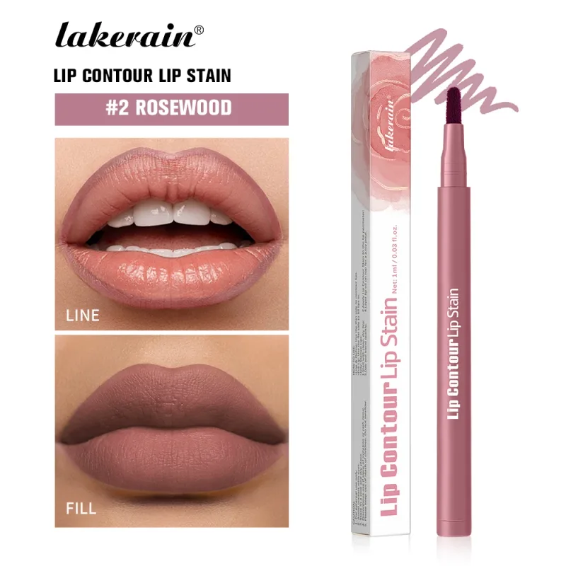 Lakerain Lip Contour Lip Stain Pen Smudsikker Non-stick Cup Fugtgivende Lip Makeup Kosmetisk 2-i-1 Lip Stain & Liner