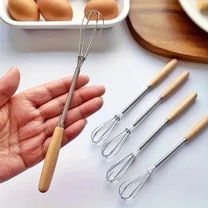 Vispilä massiivipuukahvalla Kitchen Mini ruostumattomasta teräksestä valmistettu munavatkain maidon vatkaimen vispiläna vatkauksen sekoittamiseen