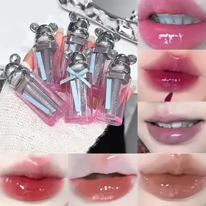 Bear Shuiguang lipstick Korean show young mirror Shuiguang glass lip autumn and winter lipstick makeup does not fade