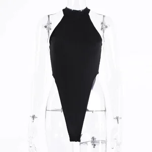 Sexy high street bodycon neon bodysuits verão colorido mangas sem costas ftness outfit clube festa macacão combinaison femme