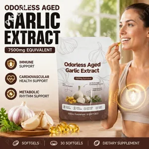 Chiết xuất tỏi không mùi không mùi Softgels 7500mg Thảo dược lên men 24 tháng Công thức thực vật Hỗ trợ miễn dịch tim mạch 30 Count