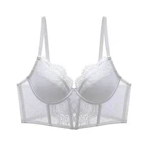 Dames Franse kanten lingerieset Push-up bh Dunne en zachte stalen ring voor ondersteuning Verzameld ontwerp Demi Cup Chemise voor kleine buste