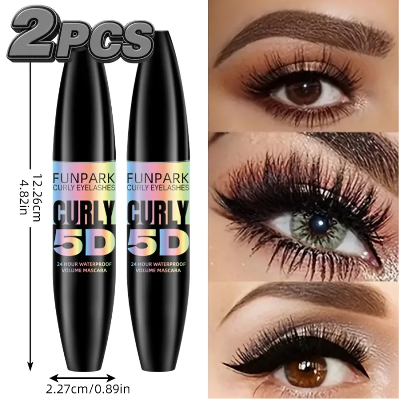 2 pièces 5D Mascara noir pour les yeux imperméable allonge l'extension des cils Mascara en Fiber de soie maquillage des yeux longue durée pour les femmes cosmétique beauté coréenne