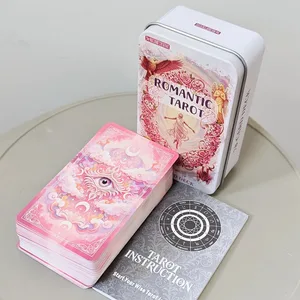 Dek Tarot Fantasi Romantik Merah Jambu dalam Kotak Timah 78-Kad Dek Penuh dengan Buku Arahan 11*6.2sm Oracle Ramalan Rohani