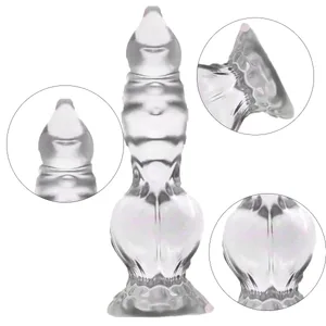 Claro atado cão vibrador realista canino nó fantasia macio flexível ventosa brinquedo sexual para mulher e homem