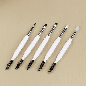 Pennelli per trucco portatili a doppia estremità Pennelli per trucco da viaggio Pennelli per ombretto Ombretto per sopracciglia Strumenti cosmetici essenziali con coperchio