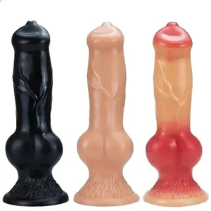 دوشاخه مقعدی Dildo سگ بزرگ واقع گرایانه با ساکشن فنجان ماساژور پروستات با فشار بزرگ سیلیکونی اسباب بازی های جنسی مردانه برای زنان