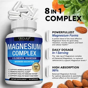 Magnesiumkomplex 1000 mg 8-elementares Magnesiumpräparat mit Glycinat-Citrat-Oxid-Aspartat-Orotat-Malat-Taurat mit hohem Abs