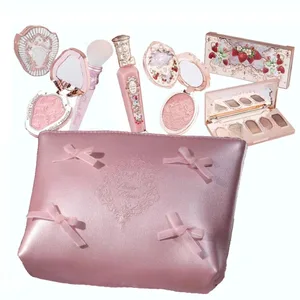 Flowerknows Makeup Set Gift Kit Shimmer Full Box Blush Long Lasting Velvet Lip Cream with Bag Kit De Maquiagem
