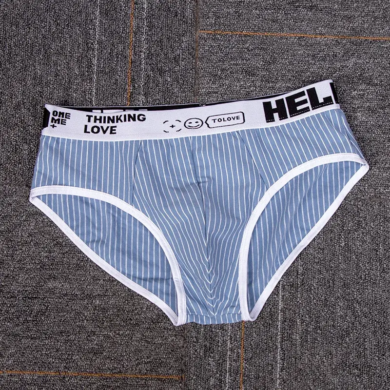 1/3 Pcs New Striped Fashion Soft Cotton Triangle Low Waist Breathable And Comfortable All Season Colorful Men's Briefs