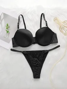 Cel mai bine vândut Sexy Gathering Lenjerie de corp de sutien de culoare uni cu circumferință ajustabilă a taliei Set de lenjerie intima pentru femei din două piese 2374