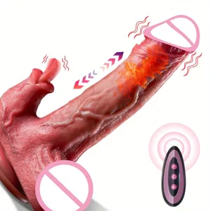 Realistischer Dildo-Vibrator, Schub-Penis, Zunge lecken, Klitoris, Doppelpenetration, Analsex-Maschine, schneller Orgasmus, für Frauen, Sexspielzeug