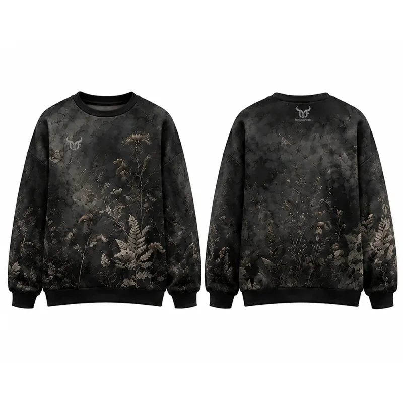 Dark Style Botanical Floral 3d Print Sweatshirt Men Women Street Vintage Casual Clothes Autumn Basic Long Sleeve Pullover Tops