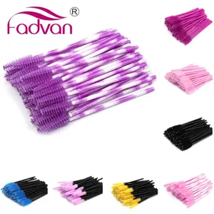 Fadvan 50 pz/pacco Pennelli per trucco Micro bacchetta in plastica Pennello per ciglia finte Forniture per estensione ciglia nere/rosa/colorate