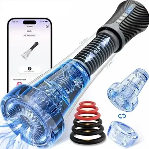 Masturbador masculí Ampliador de bomba de penis Joguines sexuals masculines visuals transparents per a homes Control de l'aplicació Entrenador de glande de succió al buit amb vibració