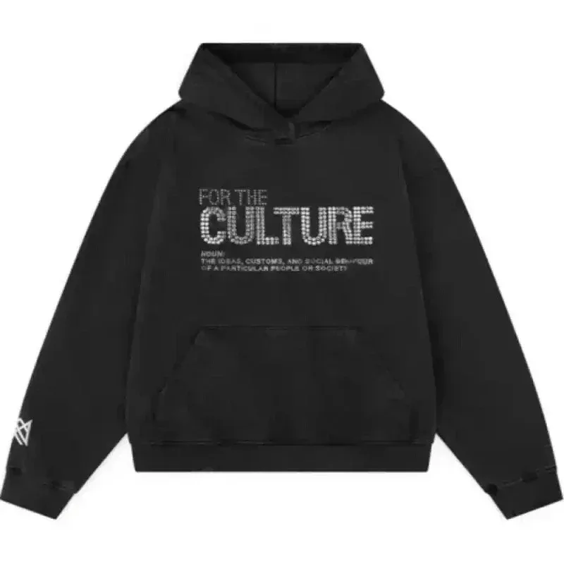 Vintage Men Monogramed aplikacja z nadrukiem w stylu Y2k Slouchy luźna nowa moda para bluza z kapturem dres Streetwear Street w zimie