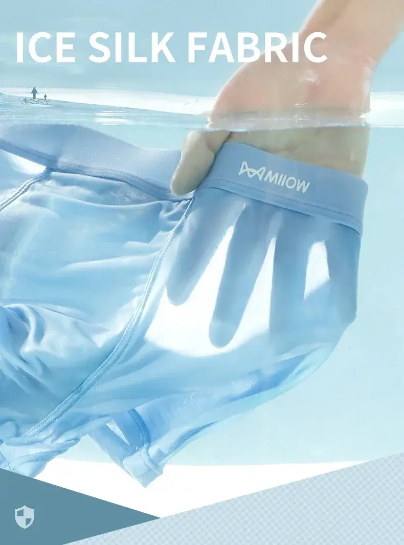 MiiOW 3 pezzi sottili boxer da uomo in seta di ghiaccio grafene antibatterico intimo uomo mutandine da uomo traspiranti boxer da uomo slip tronchi